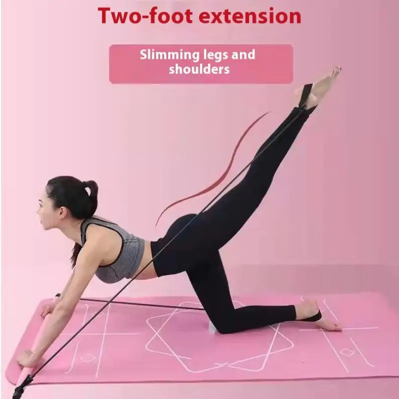 Pilates Stick, verstellbare Fitnessstange für Heimtraining, Yoga, Dehnung und Tonisierung, tragbare Übungsstange mit elastischen Bändern