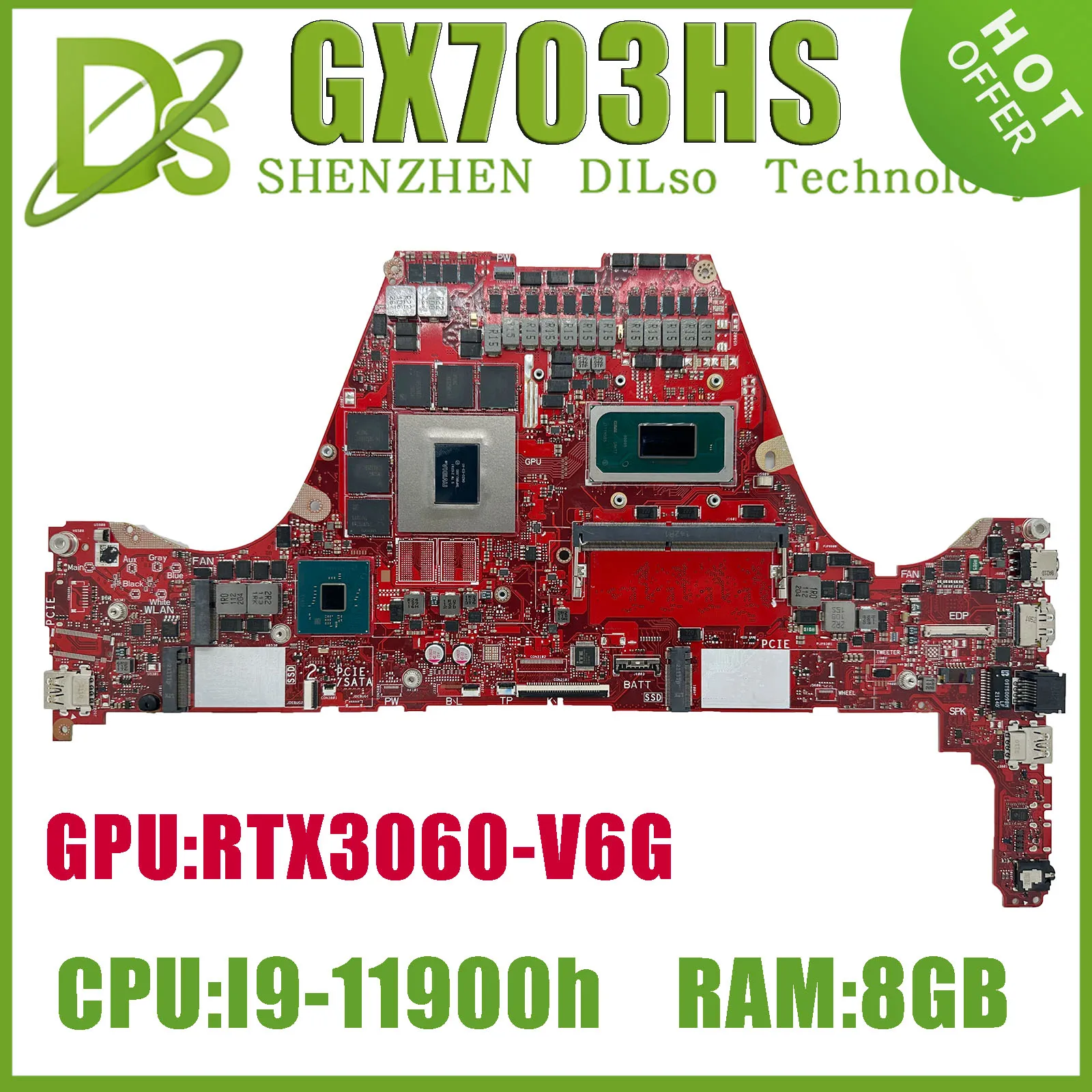 

KEFU GX703HS Mainboard W/i9-11900H RTX3060-V6G 8GB/16GB-RAM For ASUS S17 M16 GX703HS GU603HM GU603H GX703HMD Laptop Motherboard