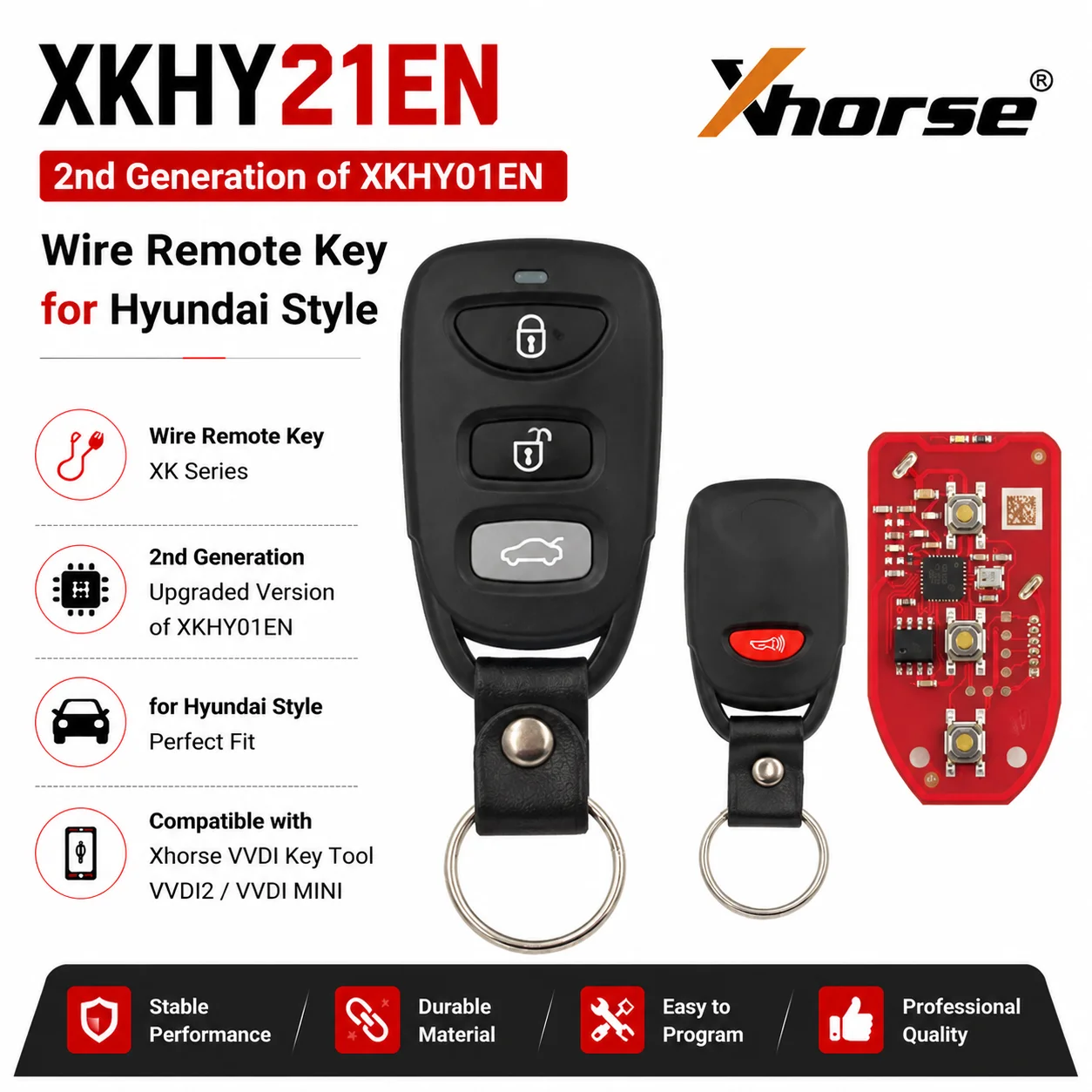 Xhorse XKHY21EN Wire Remote Key 2nd Genaration of  XKHY01EN for Hyundai Style 3+1 Button Car Remote Key for Xhorse VVDI Key Tool