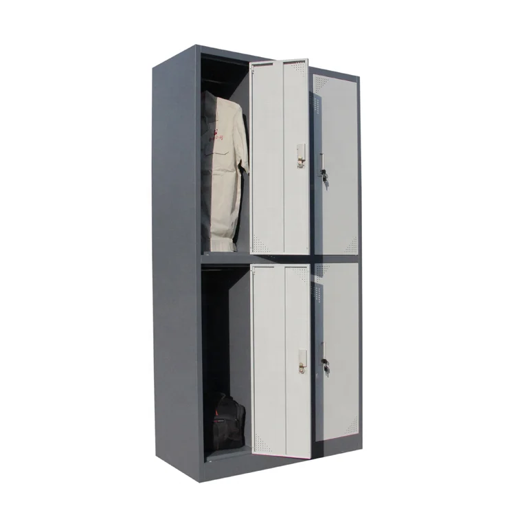 #￥Modern Portable Detachable Lockable Metal Steel Storage Locker Wardrobe with 6-Doors Design for Gym and School Office Use