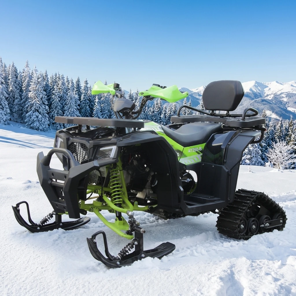 4-Stroke Gas/Diesel Snowmobile ATV 200cc Chain Drive Automatic Transmission 2WD 120km Range up to 10L Fuel Tank