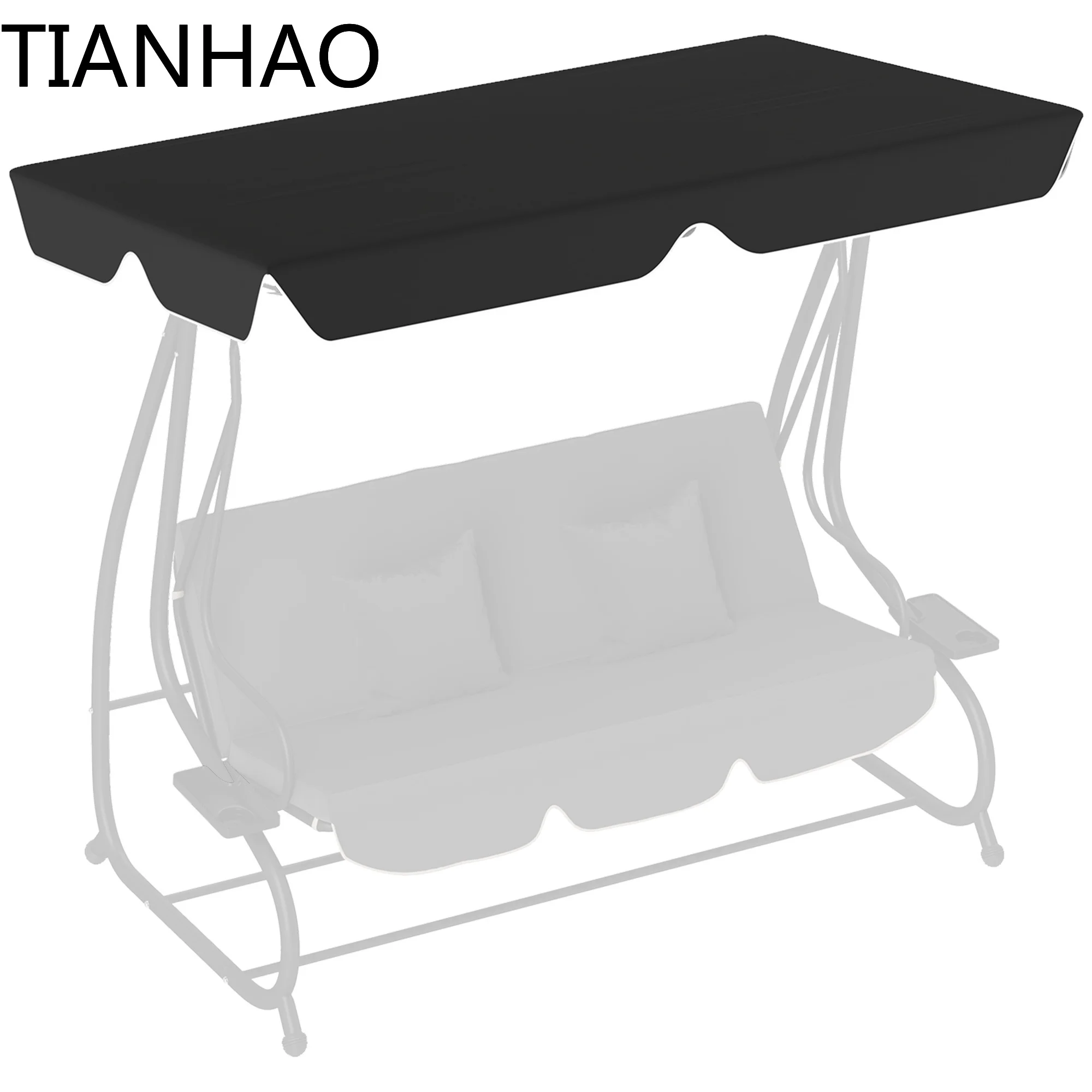 Outsunny Garden Swing Canopy Replacement 3 Seater, Waterproof Garden Swing Seat Canopy Cover, Windproof Anti-UV Sun Shade