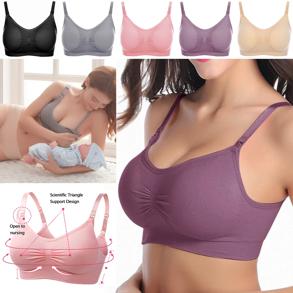 WEICHENS Nursing Maternity Bra Wirefree Breastfeeding Underwear Women Prevent Sagging Bralette Breathable Sleep Easy Feeding Bra