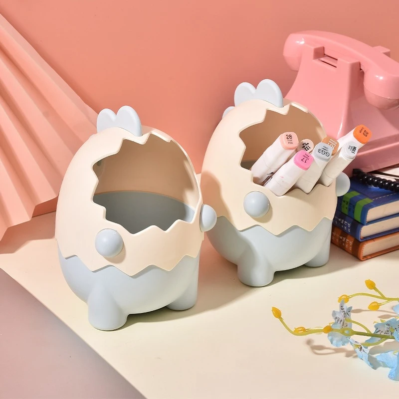 

Cute Dinosaur Storage Bucket Mini Pen Holder Creative Ornament for Student Office Desktop Stationery Organizer for Boys & Girls
