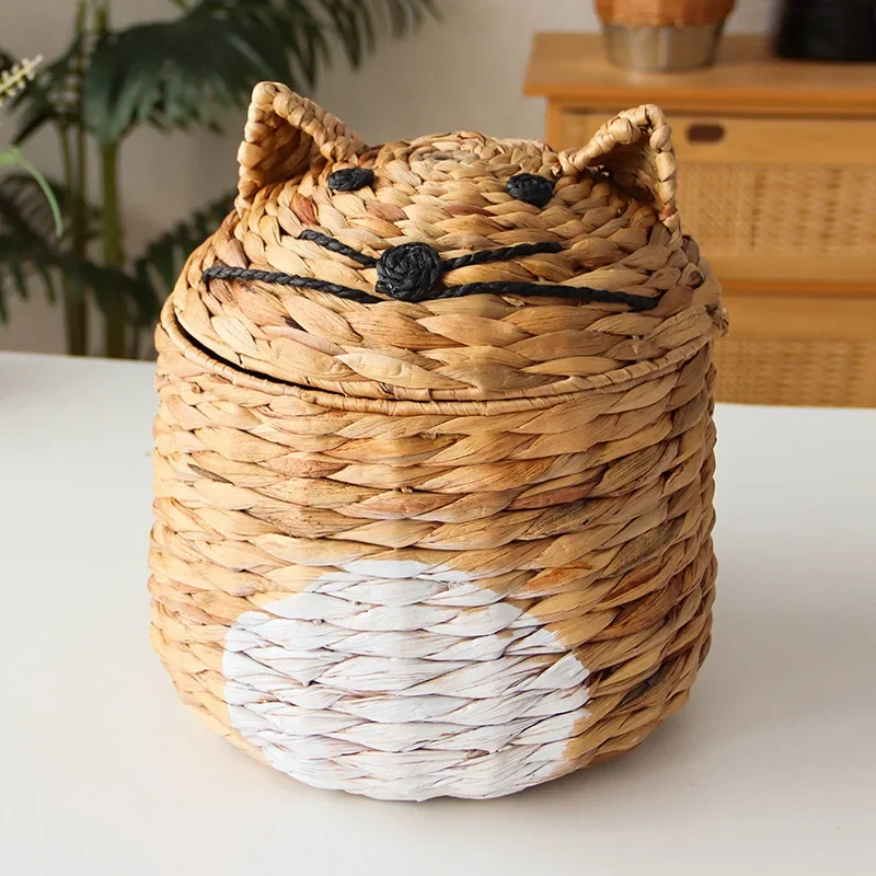 

Woven Cute Cat Shaped Basket, Wicker Storage Container Design