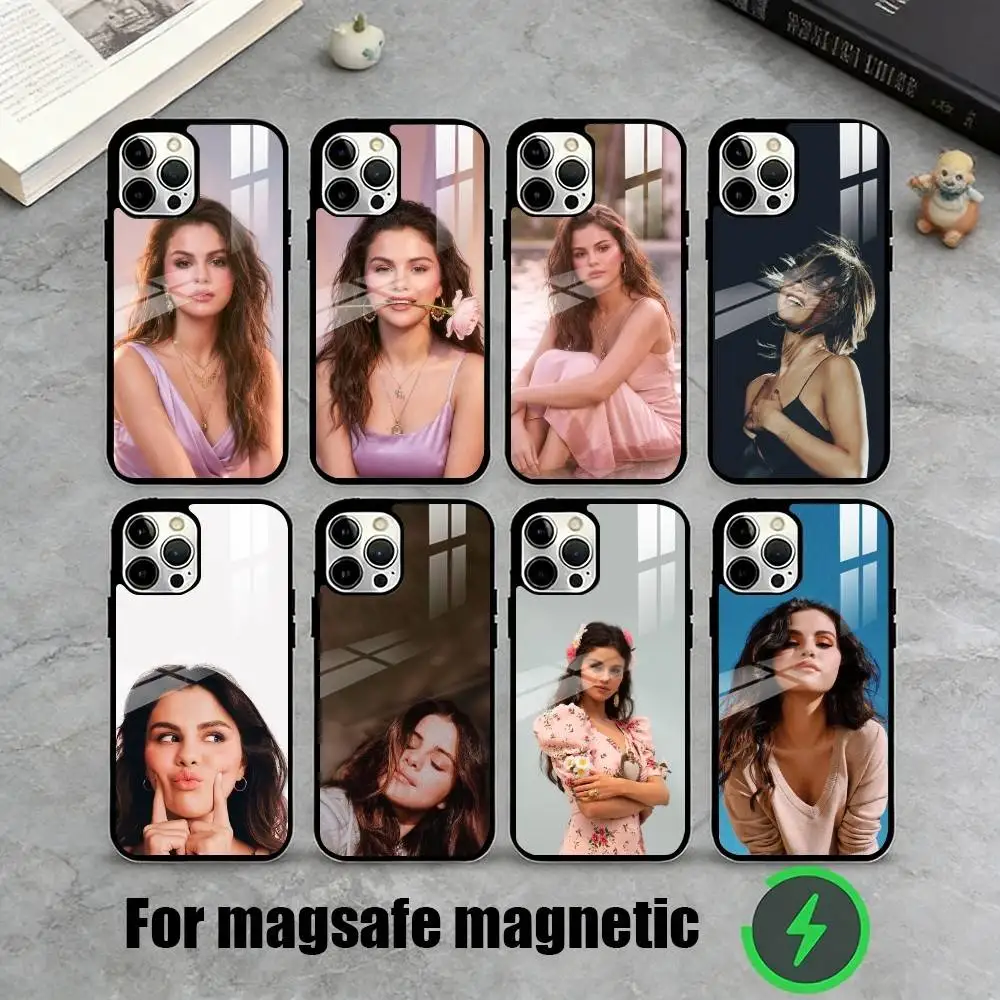 

S-Selena Gomez Portrait Case For iPhone17,16,15,14,13,12,11 Plus,Pro Magnetic For Magsafe Wireless Charging