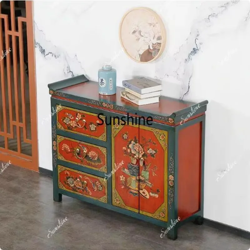 Neoclassical mix and match to make old rural entrance foyer upturned dining side cabinet