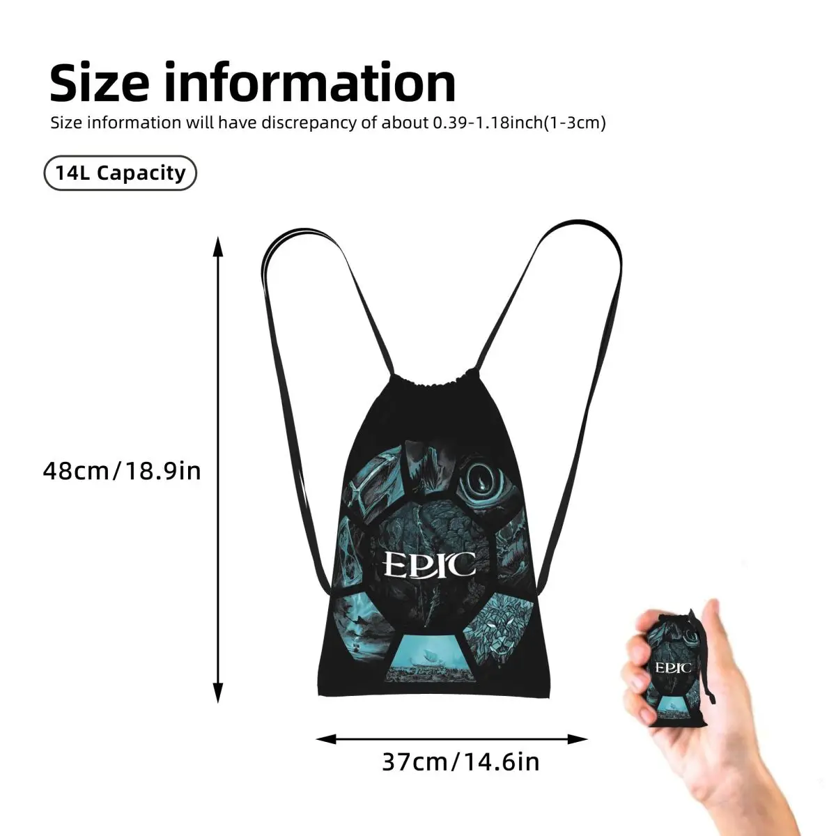 Epic The Musical Drawstring Backpack Sports Gym Bag Lightweight Foldable Storage Drawstring Bag for Men Women