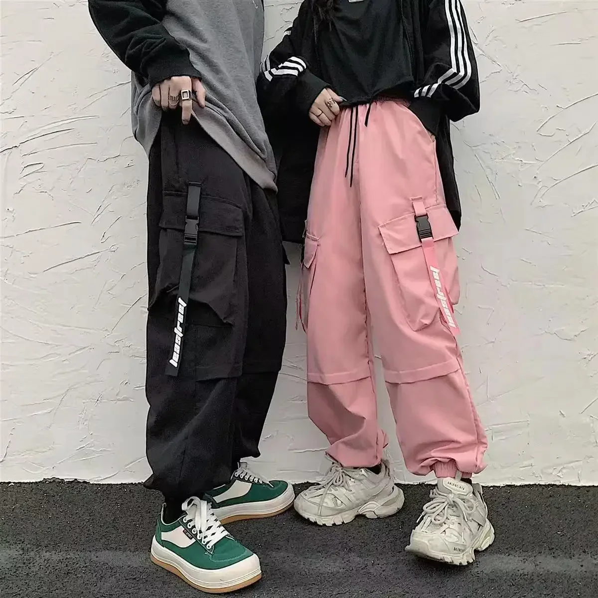 Ropa de calle para hombres y mujeres, pantalones Cargo de verano para correr, tobillos elásticos holgados, pantalones deportivos coreanos informales y versátiles