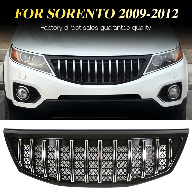 

Chrome/Black Grille With Light Fits For KIA SORENTO 2009-2012 2010 2011 Racing Grill