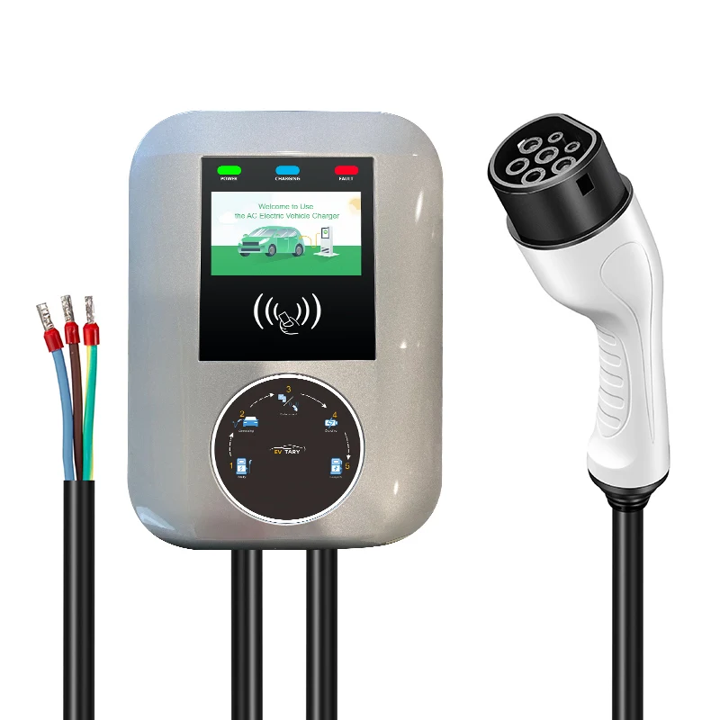 IP65 Waterproof Smart App Portable EV Charger 1-Phase 3-Phase Type 2 Plug 32A 7.4Kw-22Kw DC Wall-Mounted Charging Station