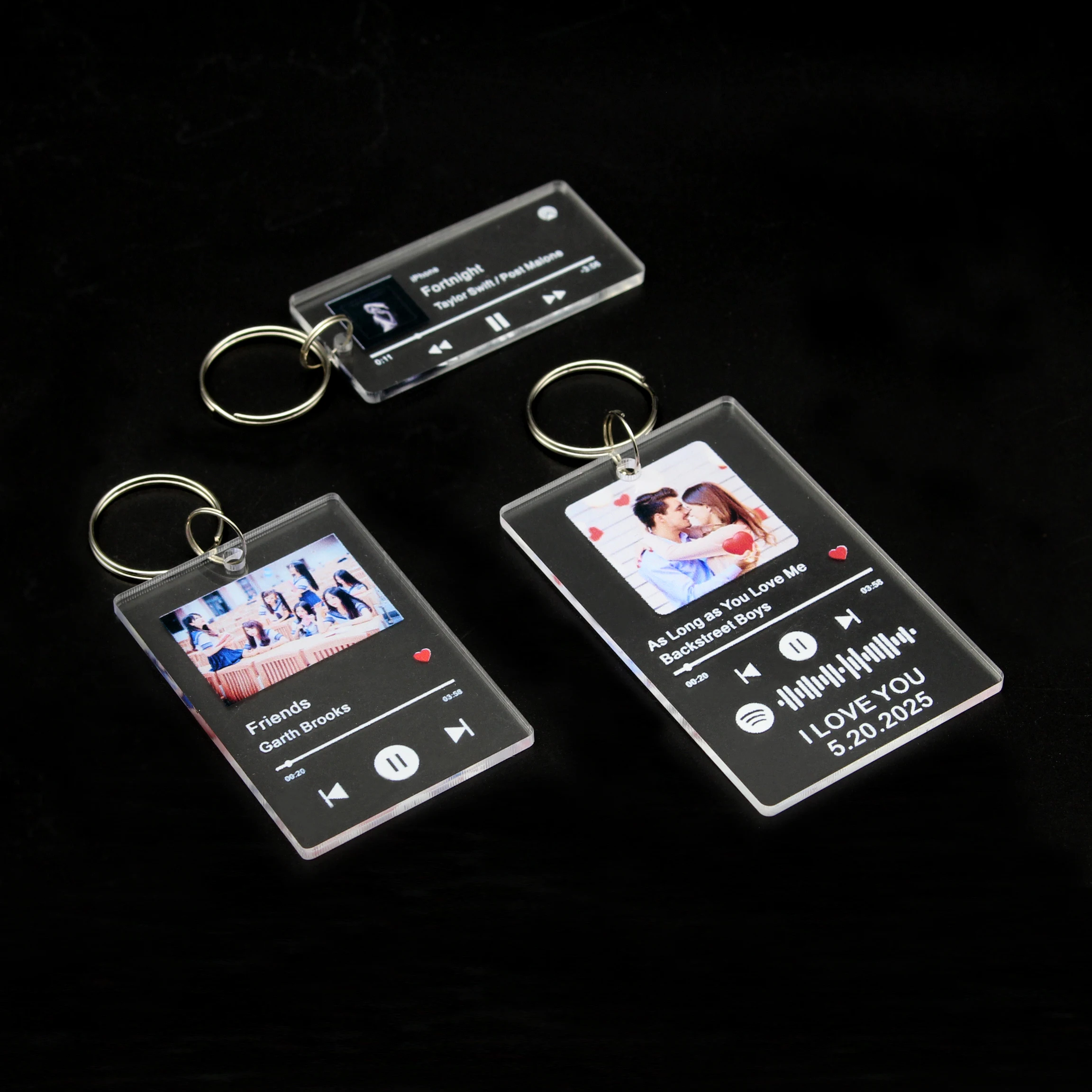 Custom Personalized  Transparent Acrylic Spotify Keychain Scan Code Music Song Singer Name Album Cover Custom Keyring Gifts