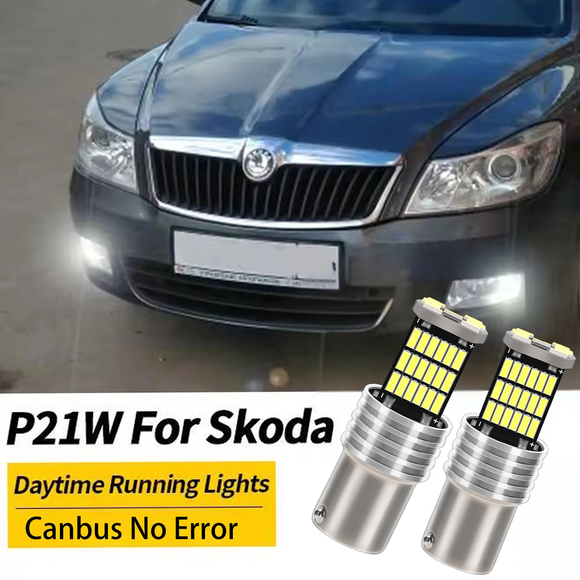 2 Stück Auto 12V 1156 LED Canbus OBC S25 BA15S P21W LED-Birne für Skoda Superb Octavia 2 FL 2011 2012 2013 Tagfahrlicht DRL