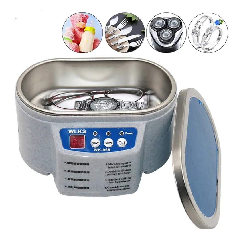 Ultrasonic Cleaner 30/50W Sonicator Bath 40Khz Degas for Watches Contact Lens Glasses Denture Teeth Electric Makeup Razor