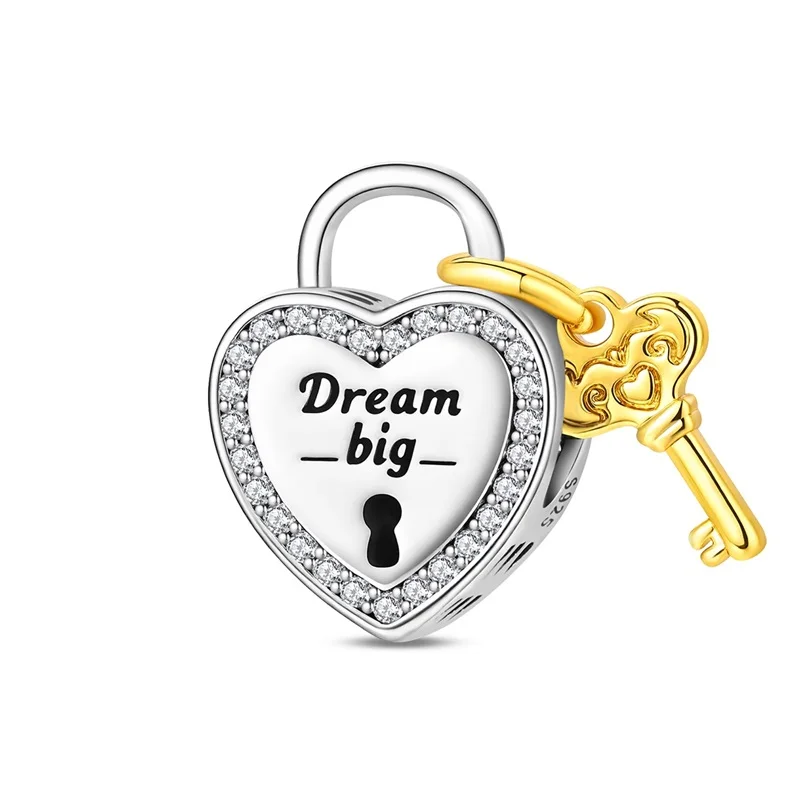 Fit DIY Original 925 Sterling Silver Dream Back Lock Charms Beads Sparkling CZ Zircon Dangle For Women Girls Jewelry Gifts