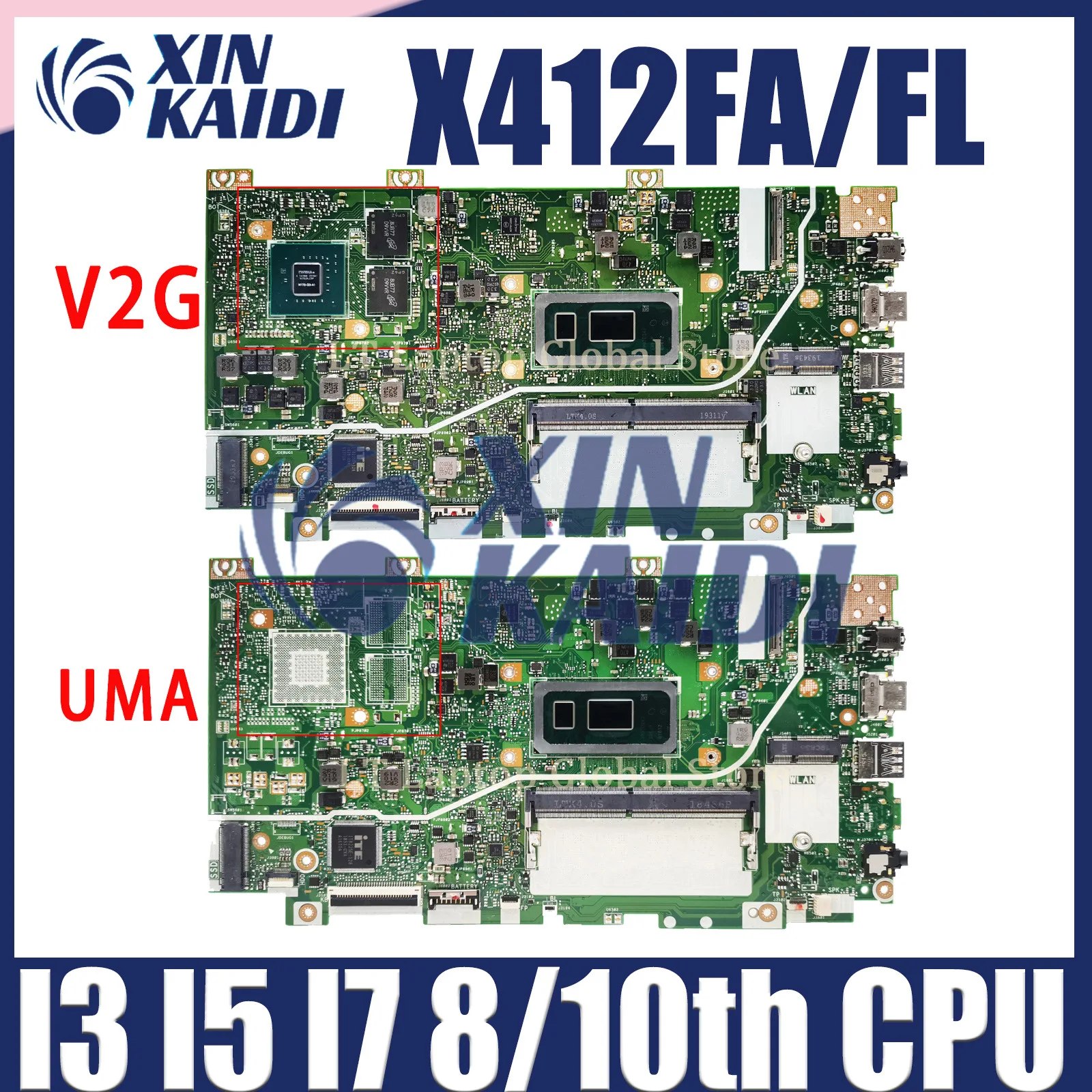 Computer Mainboard For ASUS X412FA X412FL X412FAC X412FLC X412FJ A412F F412F Laptop Motherboard I3 I5 I7 8th 10th CPU 4G RAM