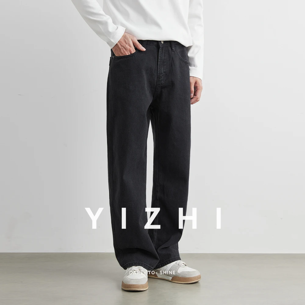 2025 New Autumn Jeans Men Black Casual Baggy Trousers Classic Straight Comfortable Wide Denim Trousers Male Brand Clothing