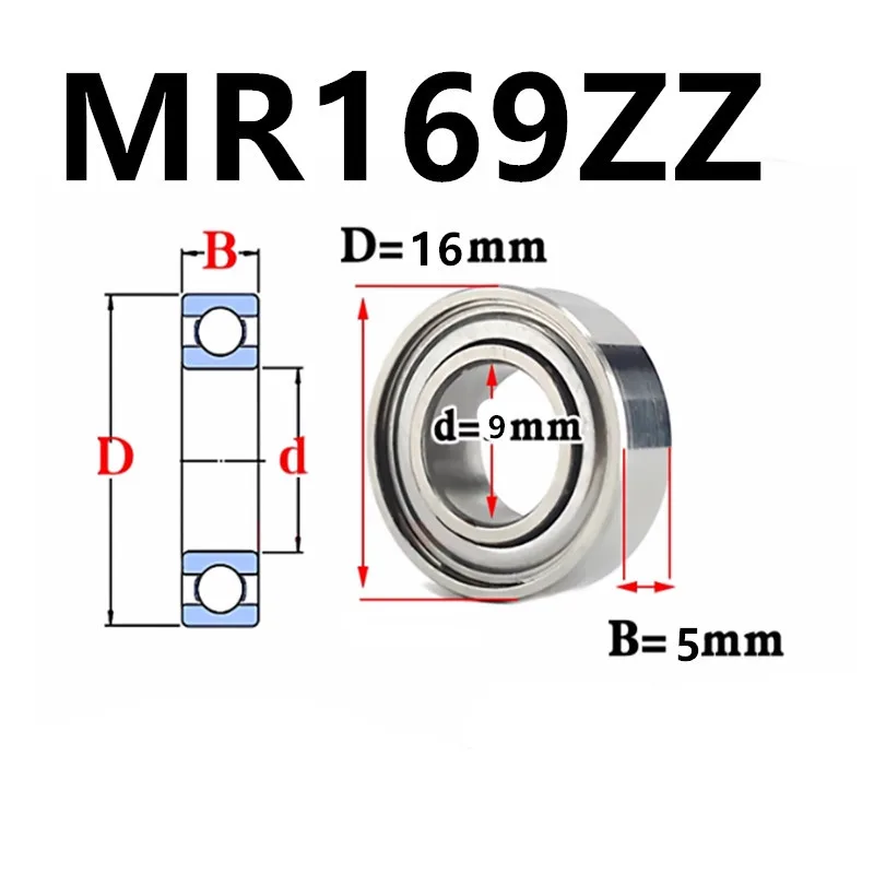 

10 шт. 9x16x5 мм подшипник ABEC-5 металлический герметичный миниатюрный мини-подшипник MR169ZZ подшипники из хромированной стали