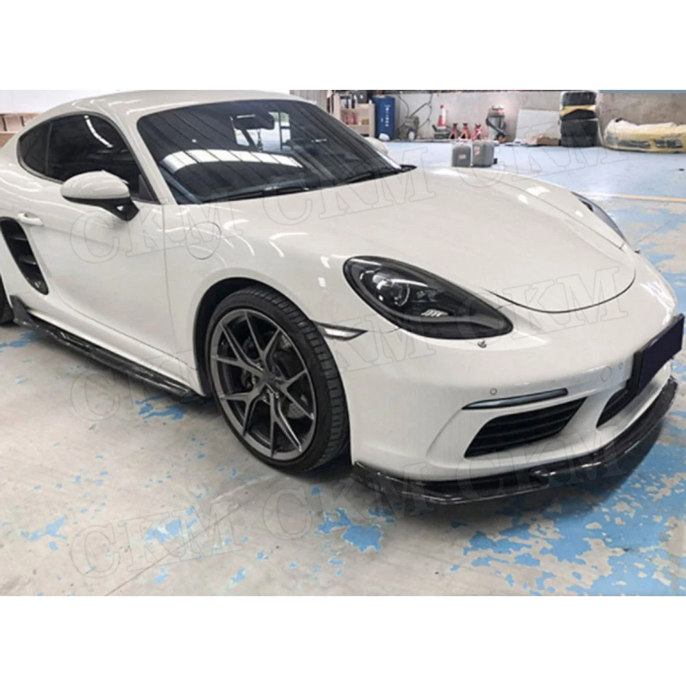 

3PCS Carbon Fiber fit for Porsche 718 Cayman Boxster 2016-2019 Car Styling Front Bumper Lip Aprons Spoiler Chin Splitters