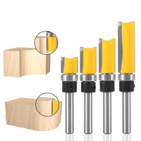 4pcs,1/4-Inch Shank Bearing Guided Pattern Router Bit - Woodworking Edge Trimming Tool with Double-Edged Straight Cutter