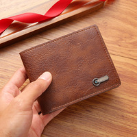 Men's business casual short wallet leather billfold compact organizer stylish multi-card holder