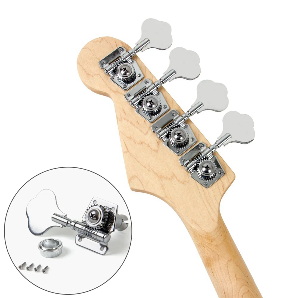 Clavijas de afinación de guitarra, clavijas de afinación de bajo eléctrico, clavijas de afinación de engranajes abiertos, cabezales de máquina para plata, 12 Uds.