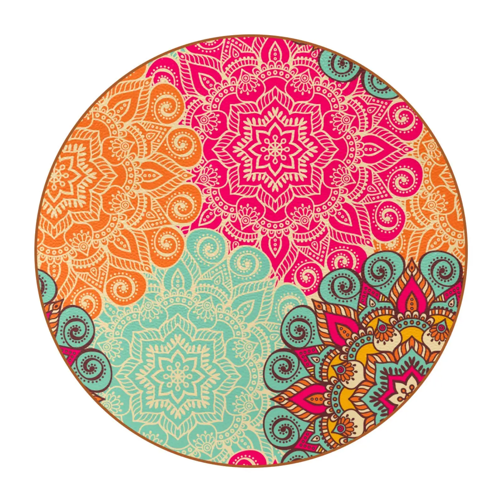 Colorful Mandala Flower Ceramic Coaster with Cork Backing Absorbent Drink Coasters Great Housewarming Gift for Home Bar 1PCS