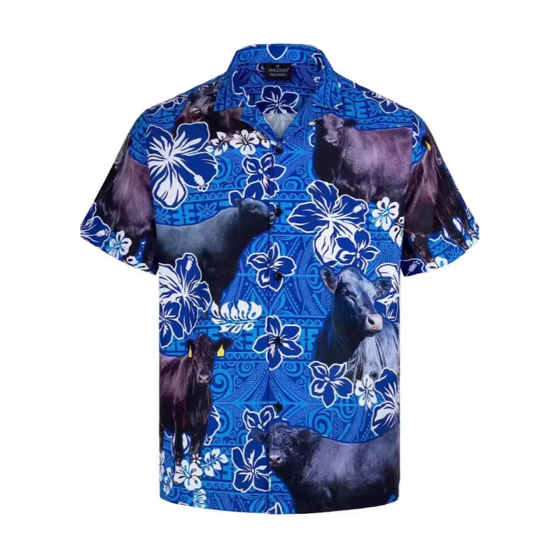 Cross-border Foreign Trade Summer New Plus Size Men's Casual Fashion3DDigital Print Short Sleeve Shirt Hawaiian Style