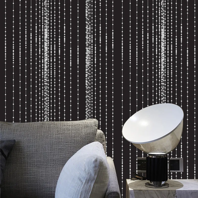 

Modern Simple Fashion Bead Curtain Black Frosted Wallpaper TV Background Wall Exhibition Hall Hotel Nordic Wallpaper