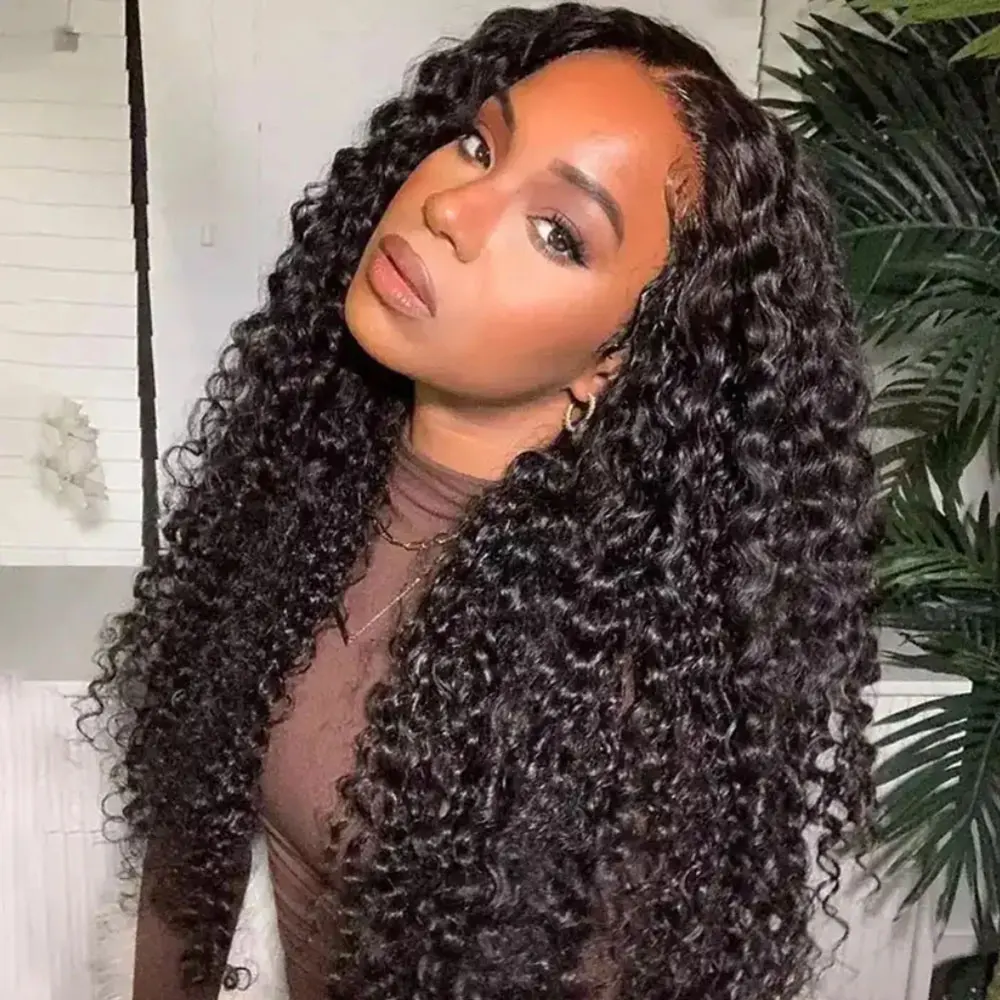 Curly Synthetic Lace Front Wig For Black Women Long Black/Brown Highlight Lace Wig Heat Resistant Synthetic Wig With Baby Hair