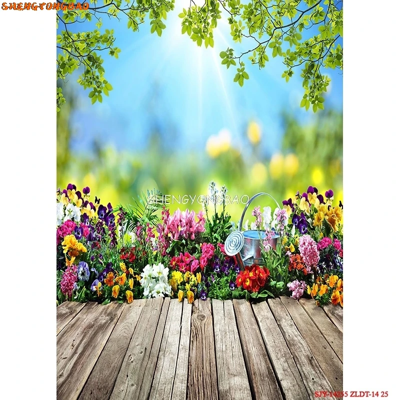 SHENGYONGBAO Art Fabric Christmas day Photography Backdrops Props Flower Landscape Wooden Floor Photo Studio Background ZLDT-13