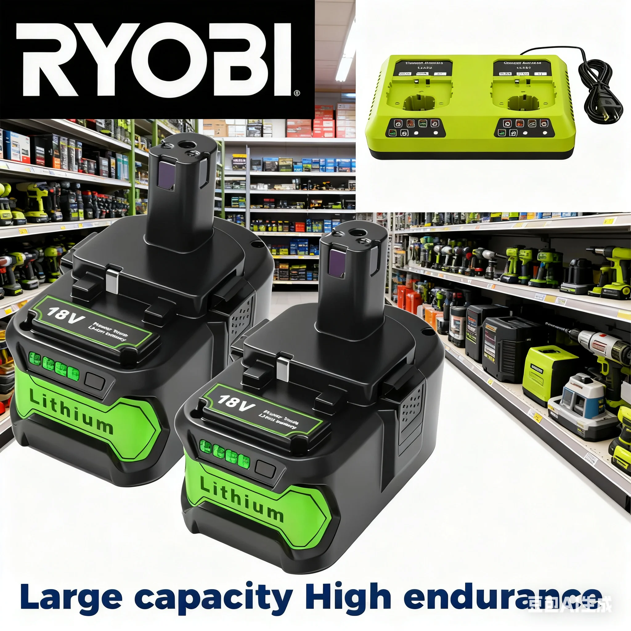 

Original RYOBI 18V 6000mAh Li-ion Battery Power Tools Compatible with P108 18V One+ Plus P104 P107 RB18L50 RB18L20 P108