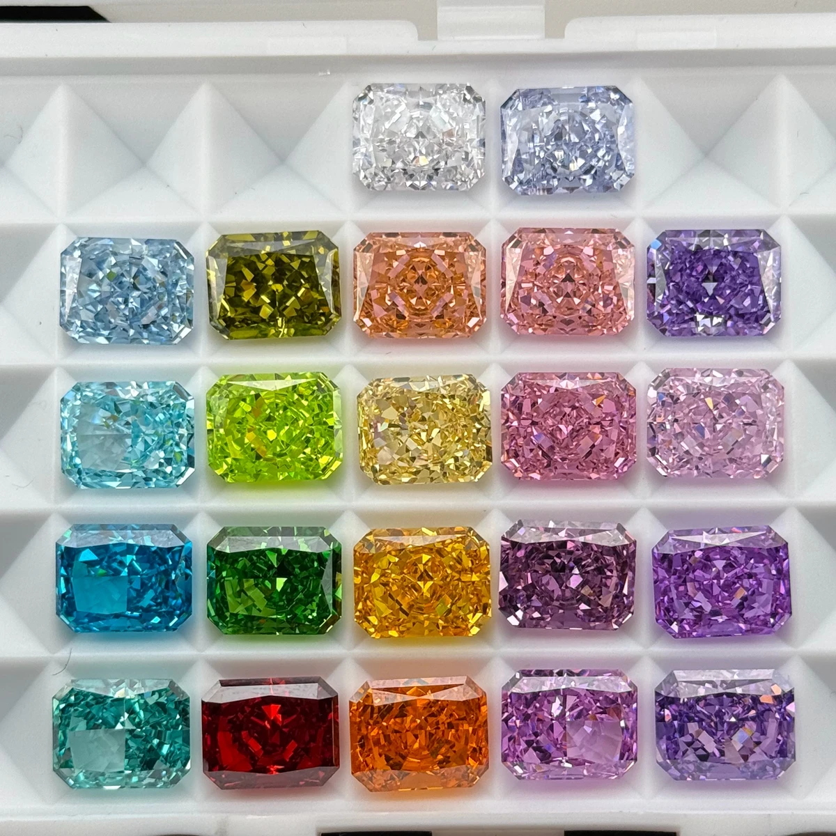 Ice Crushed Cut Radiant Shape 3x5-12x16mm Mixed Colors Synthetic Cubic Zircon Loose Gemstone Colorful CZ Stone