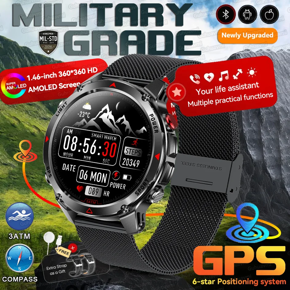 Forerunner 570 GPS Smart Horloge 3 ATM Waterdicht AMOLED Scherm MULTI-BAND GNSS Kompas Hoogtemeter Zaklamp Sport Smartwatch Mannen