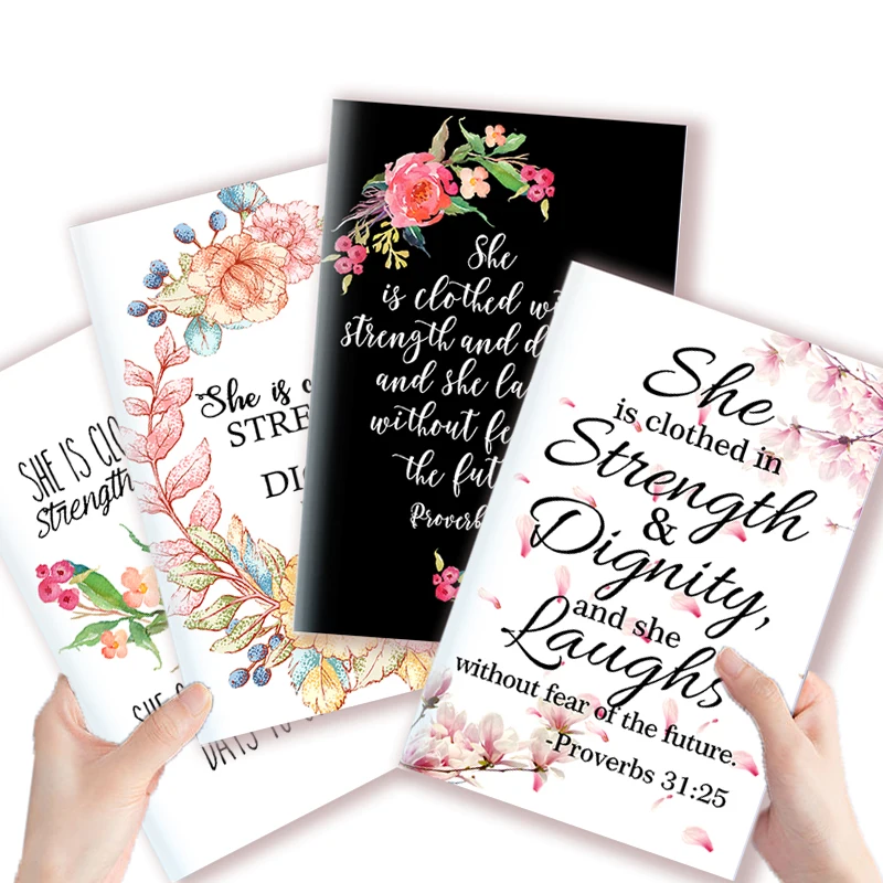 A5 Notebook Proverbs 31 25 - She Is Clothed With Strength And Dignity - Scripture Note Book Bible Quote Jesus Christian # X166