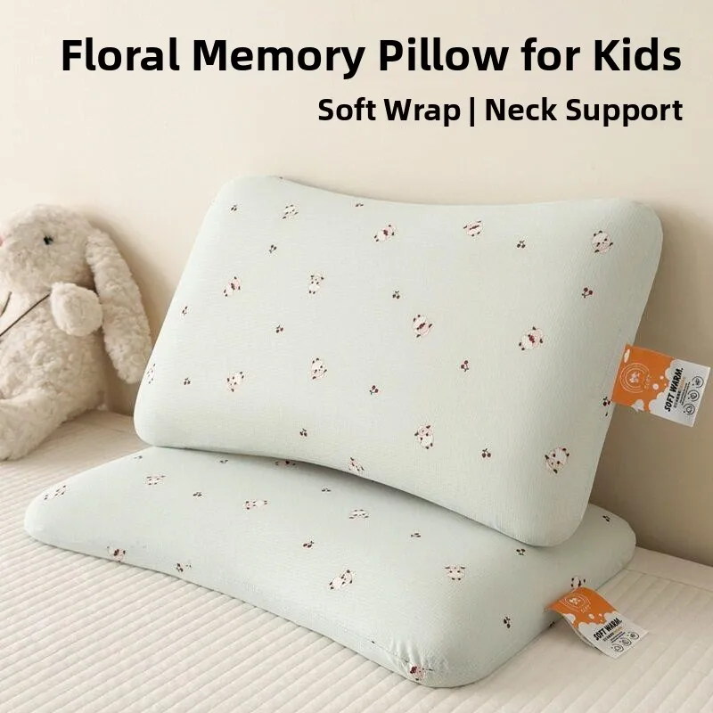 

Children's Memory Foam Pillow Knitted Soft Sleeping Aid Neck Support Nursery Student Single Bed Bedroom Use 3D Cut