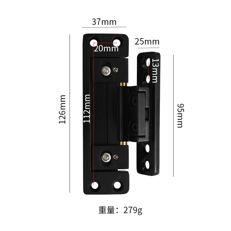 Dobradiça bidimensional oculta, porta invisível ajustável, liga de zinco, porta ecológica, dobradiça cruzada, 1 peça