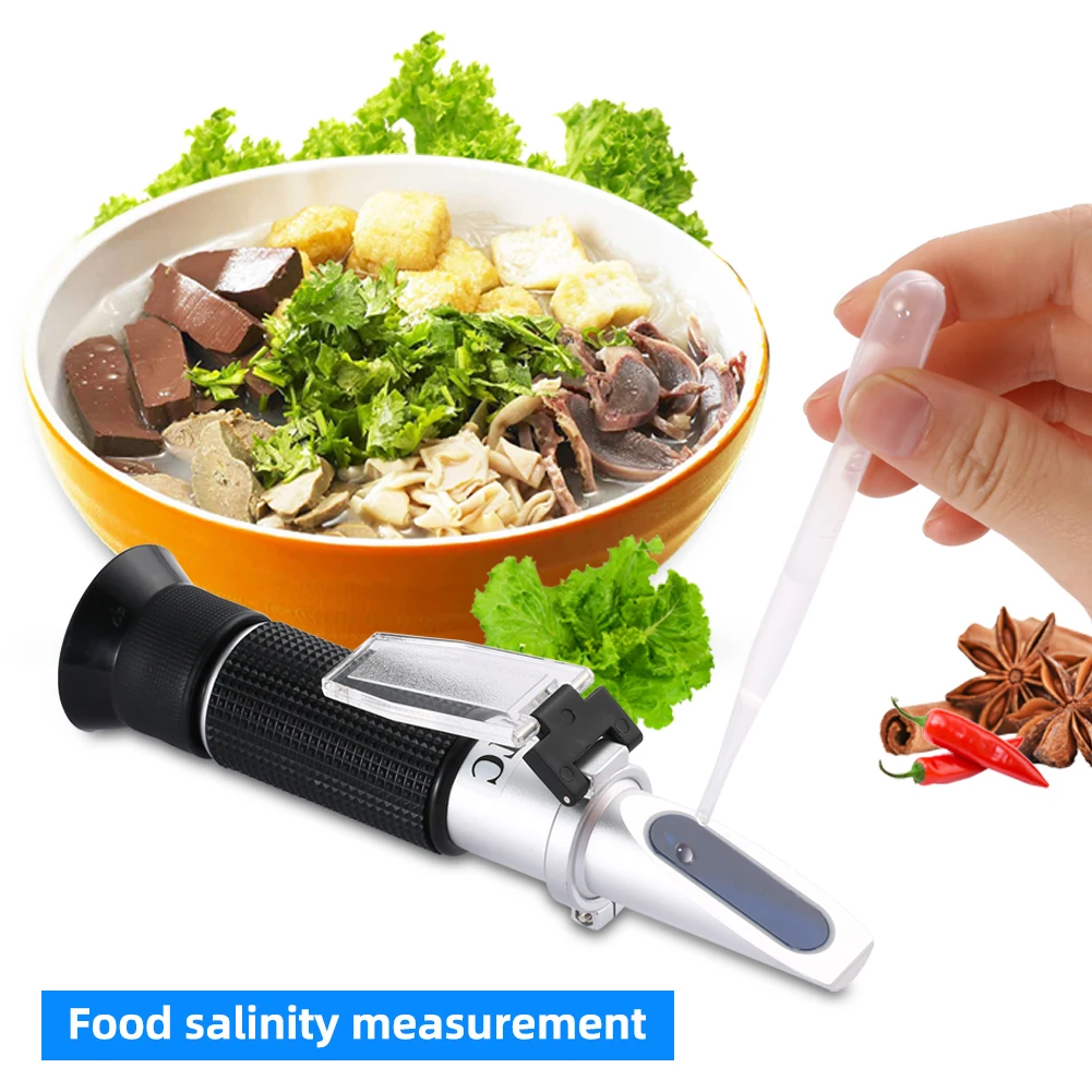 Yieryi Portable 0-28% Salinity Refractometer Salt Concentration Meter Salt Solution Density Tester ATC for Pool Aquarium Food