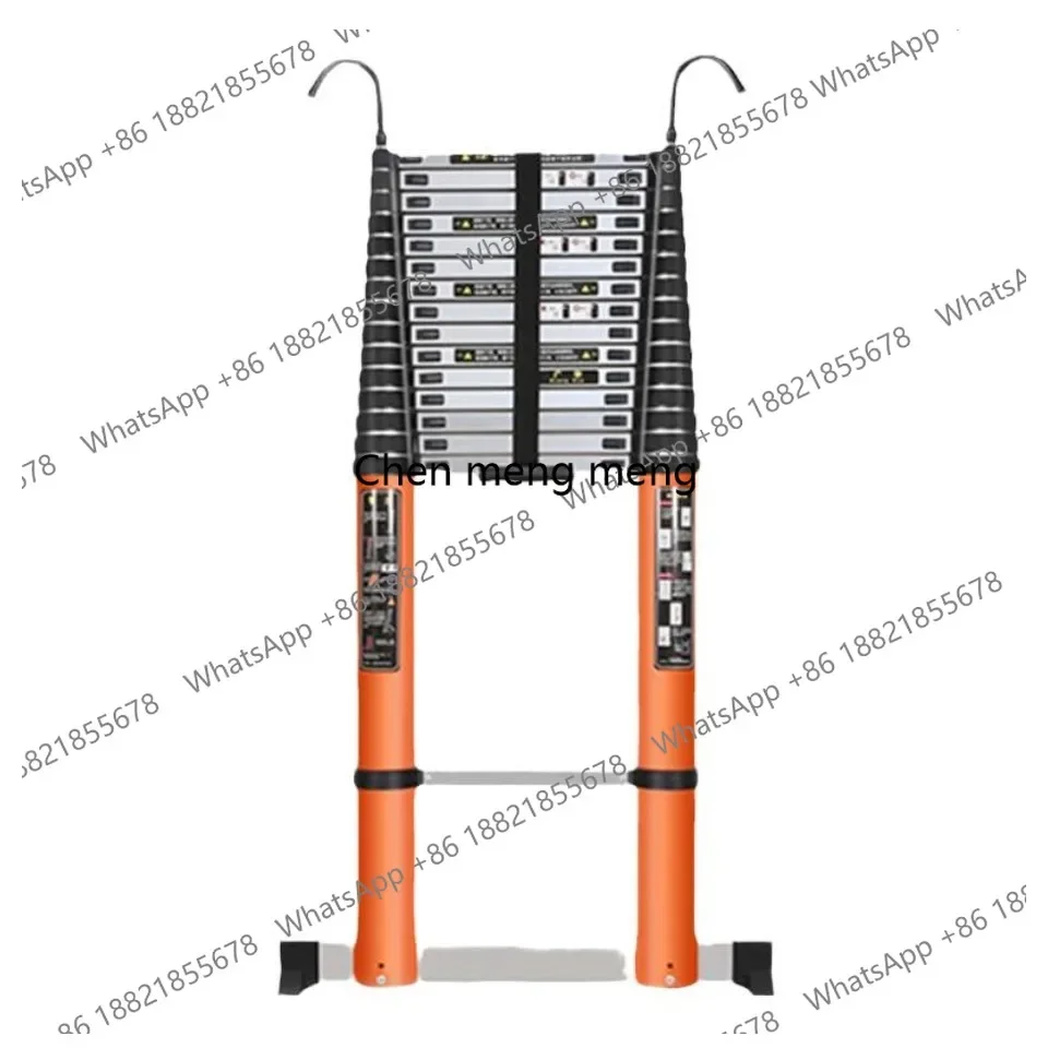A55 Aluminum Telescopic Ladder 5M 6M 8M Portable Straight Design with Hook Wheel for Engineering and Household Use