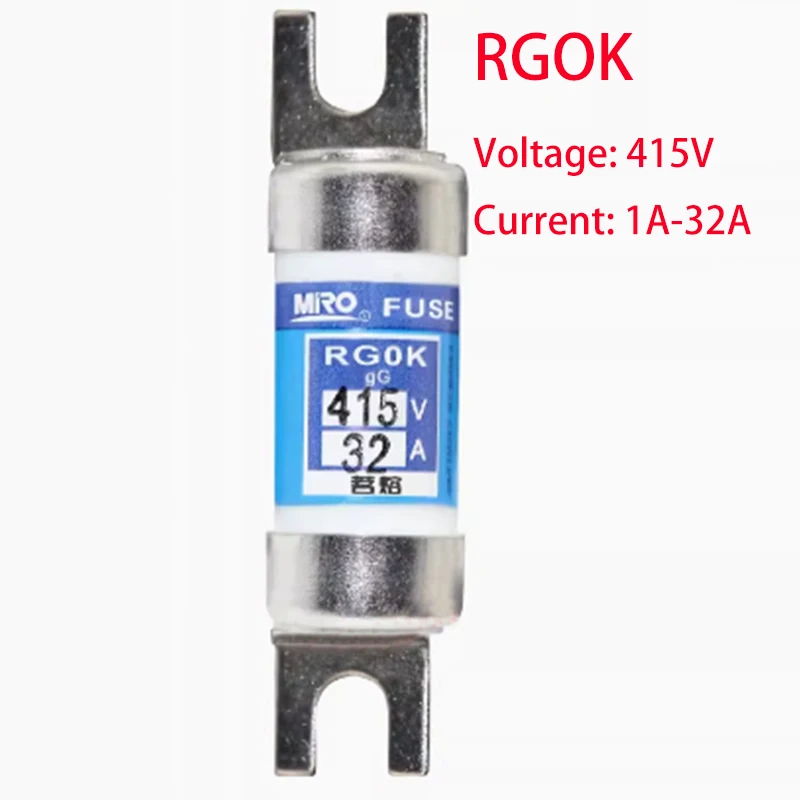 10PCS MRO RGOK RG0K NIT 415V Fuse Tube Assorted Sizes 2A-32A 20A 25A 32A Electrical Circuit Breaker for Safety Protection