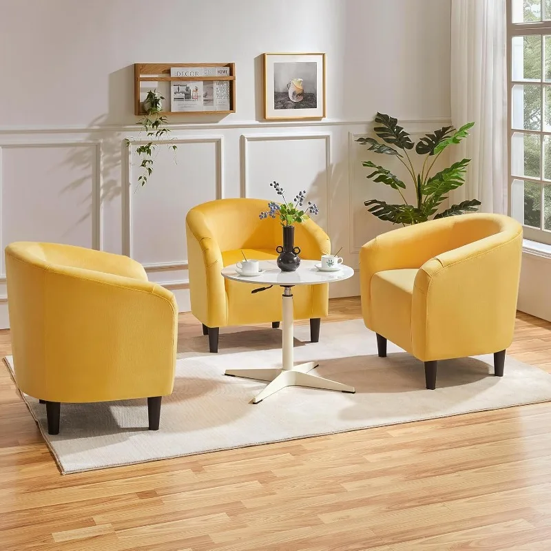 Yellow chair, decorative chair for bedroom, armchair for living room, club chair in velvet fabric for bedroom waiting room