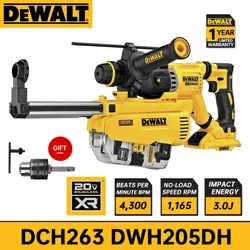 Dewalt20vブラシレスロータリーハンマードツールdwh205dh dch263 1/8インチsdsとコードレスモーター電気テスター解体ハンマーインパクトドリル