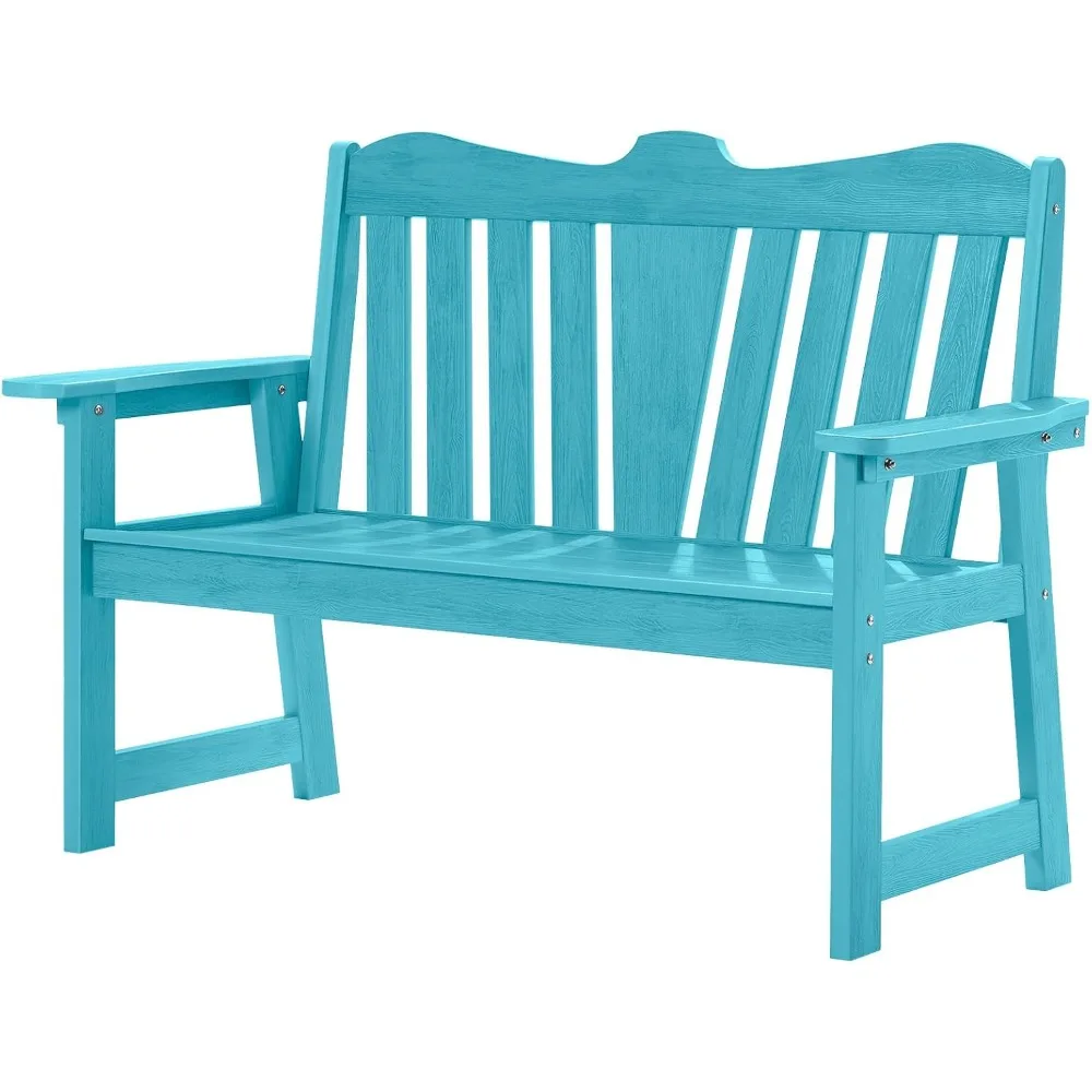 Outdoor Bench, Weatherproof Garden Bench with Wide Armrests and Backrest, All-Weather Patio Bench Will not Rot and Fade