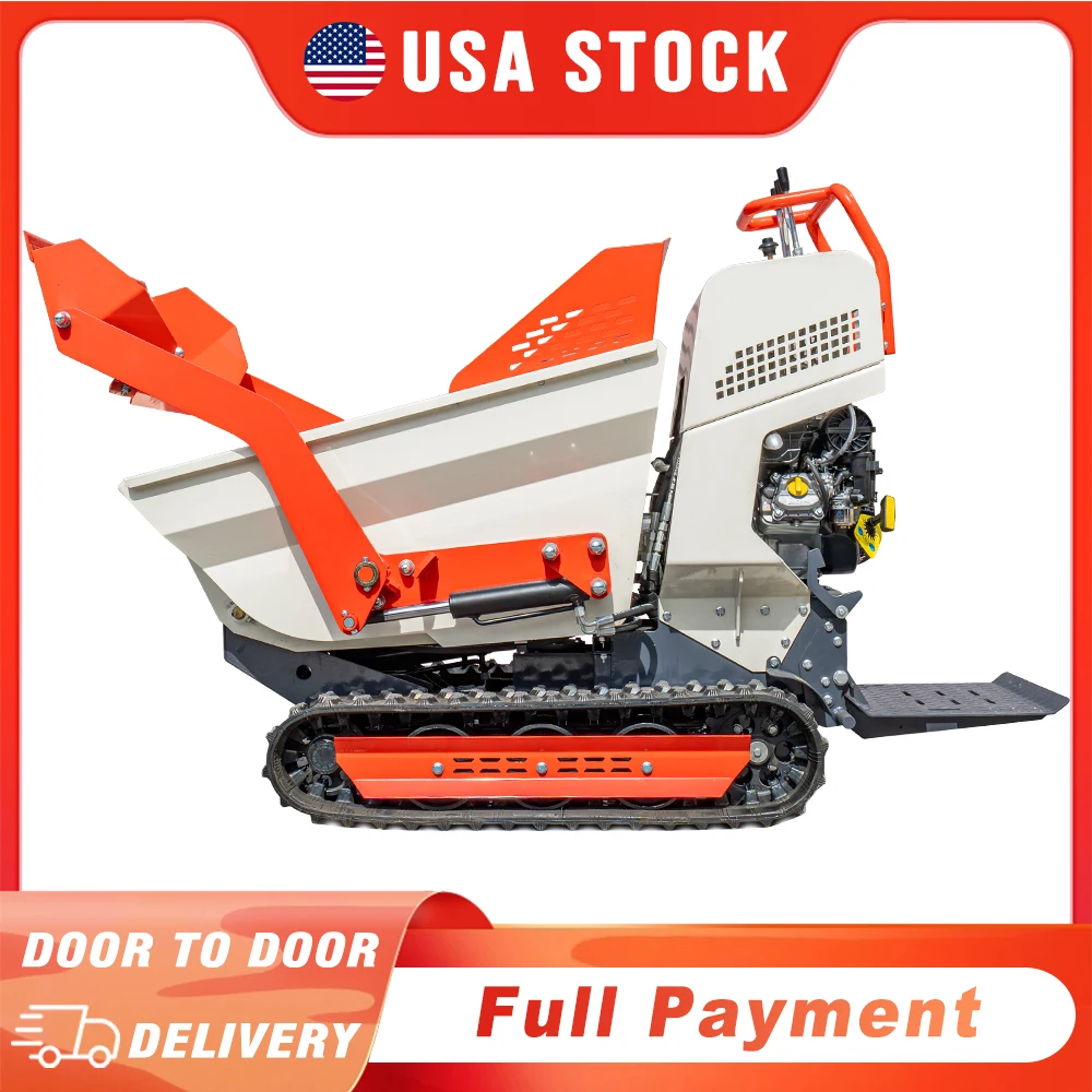 MMS Mini Dumper Cart 500kg B&S Engine Hydraulic Self Loading with Foldbale Platform Crawler Dumper Free Shipping