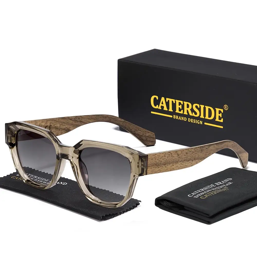 CATERSIDE Vintage Herren-Sonnenbrille mit quadratischem Rahmen, Holzbein-Design, Sonnenbrille für Damen, Outdoor-Reise- und Fahrbrille, UV400 – Detail 11