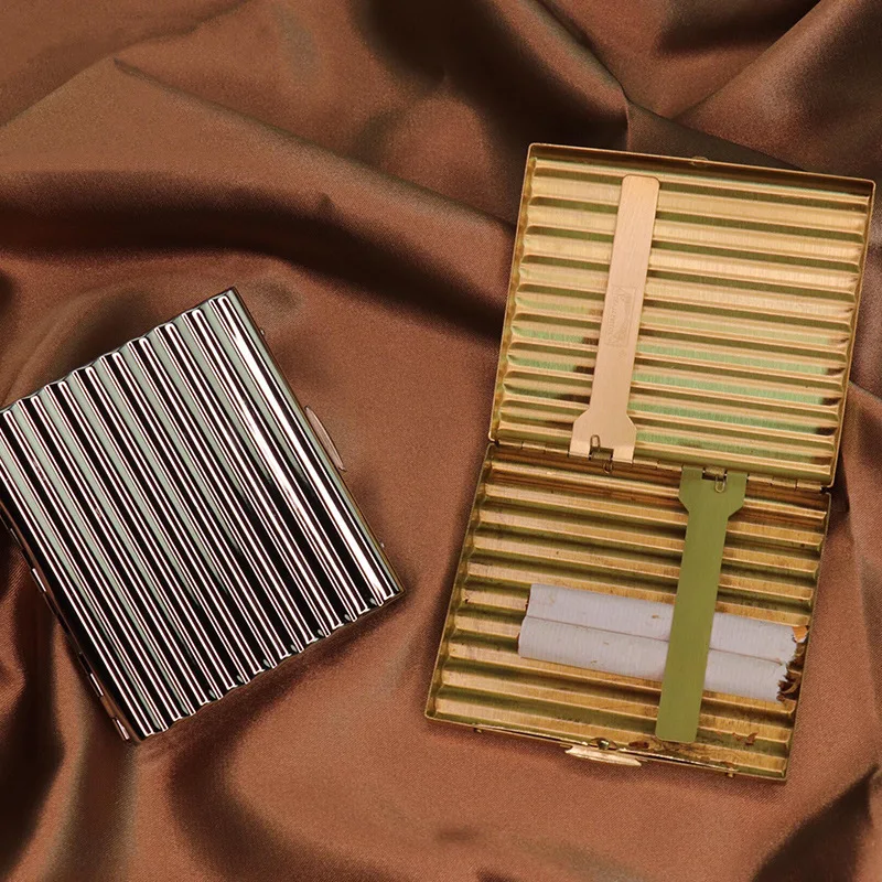 

3 Sizes 84mm Length Cigarette Box Portable High Quality Wave Brass Metal Cigarette Case Mini Box Silver Golden Color