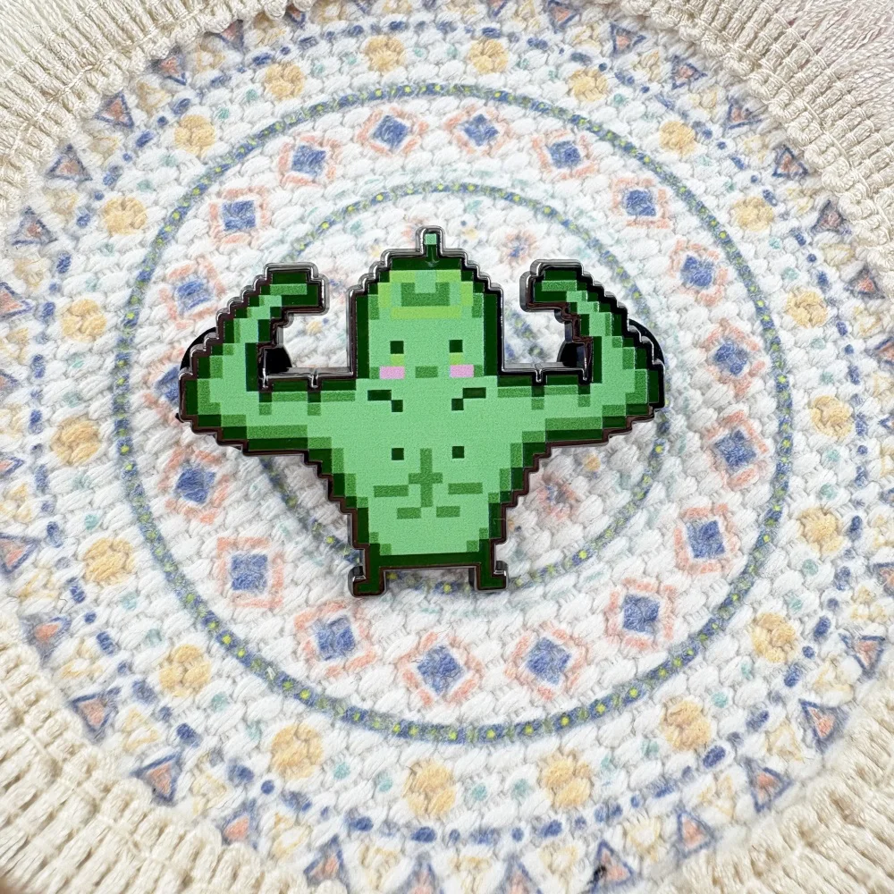 Stardew Valley Junimo Hard enamel pin flexing muscles Junibro Kawaii Badge Game Peripheral Gamer Gift Collections