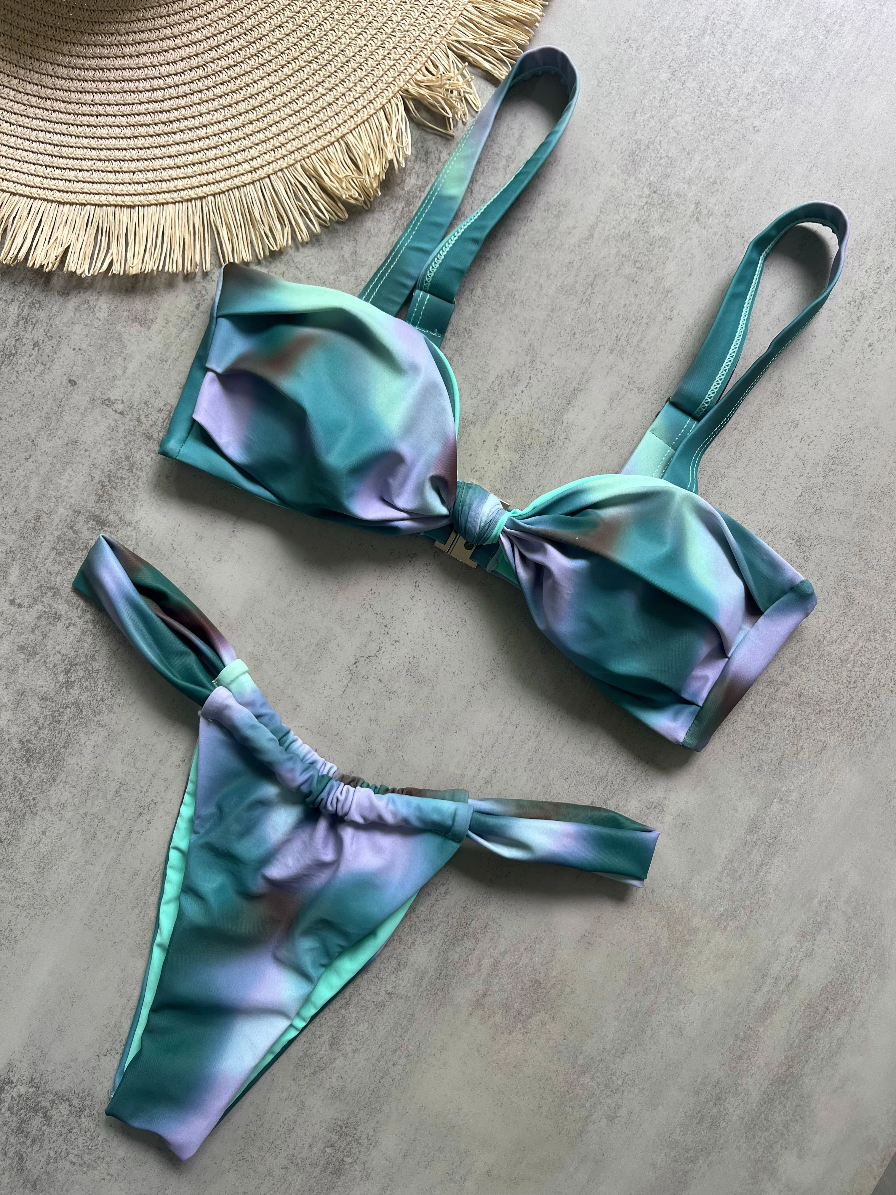 Sexy Tie Dye Printed High Cut Bikini Women Swimwear Female Swimsuit Two-pieces Bikini set Padded Bather Bathing Suit Swim