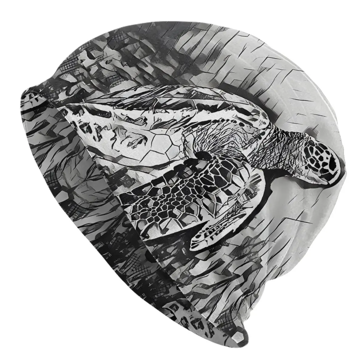 Turtle Black And White Bath Mat Men's Beanies Printed Chemotherapy Pile Outdoor Turban Breathable