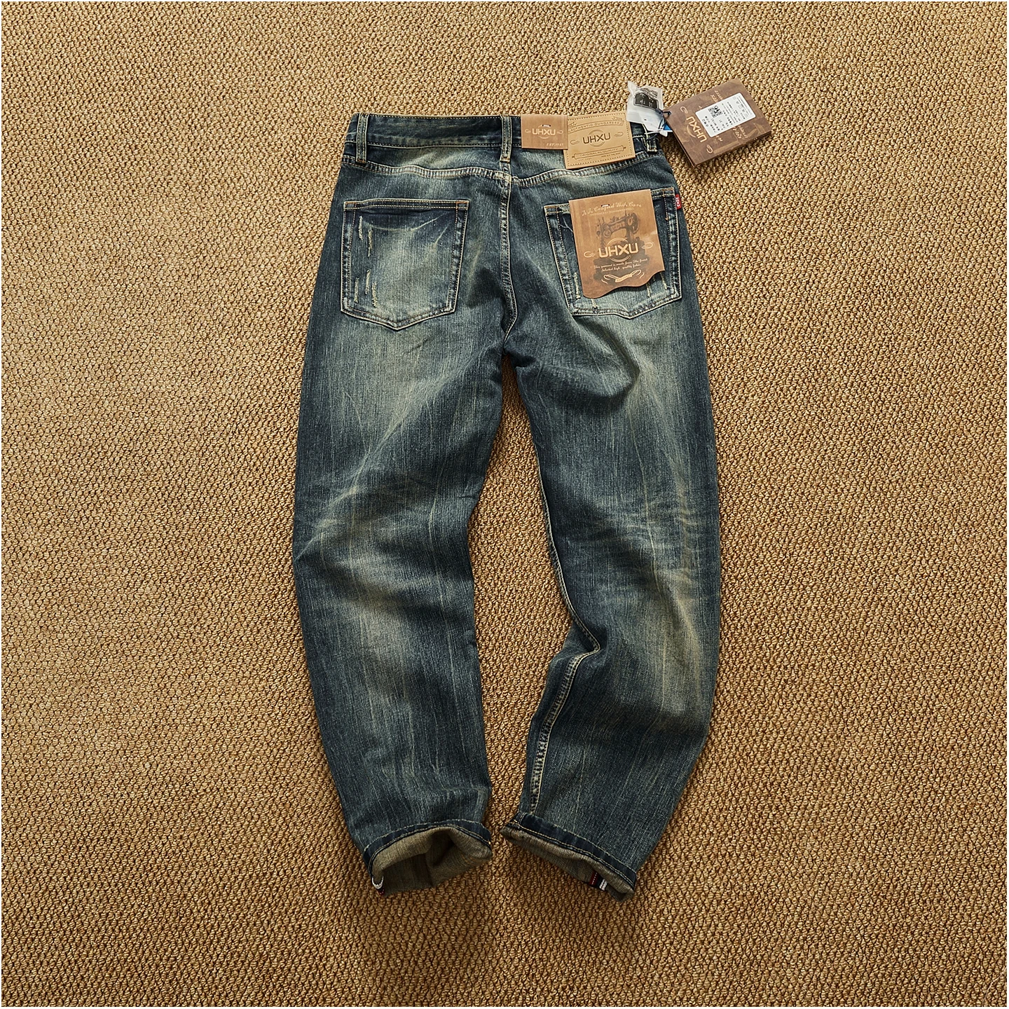 بنطلون جينز ثقيل مغسول للخريف والشتاء جديد للرجال ذو علامة تجارية عصرية رفيعة ومستقيمة قابلة للتمدد